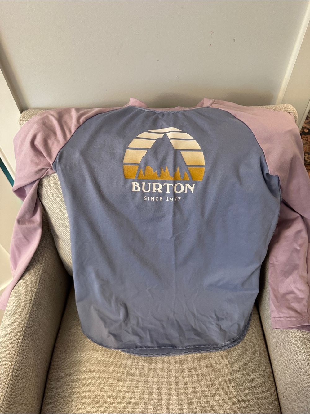 Burton Raglan Tee in Dusty Blue and Lavender